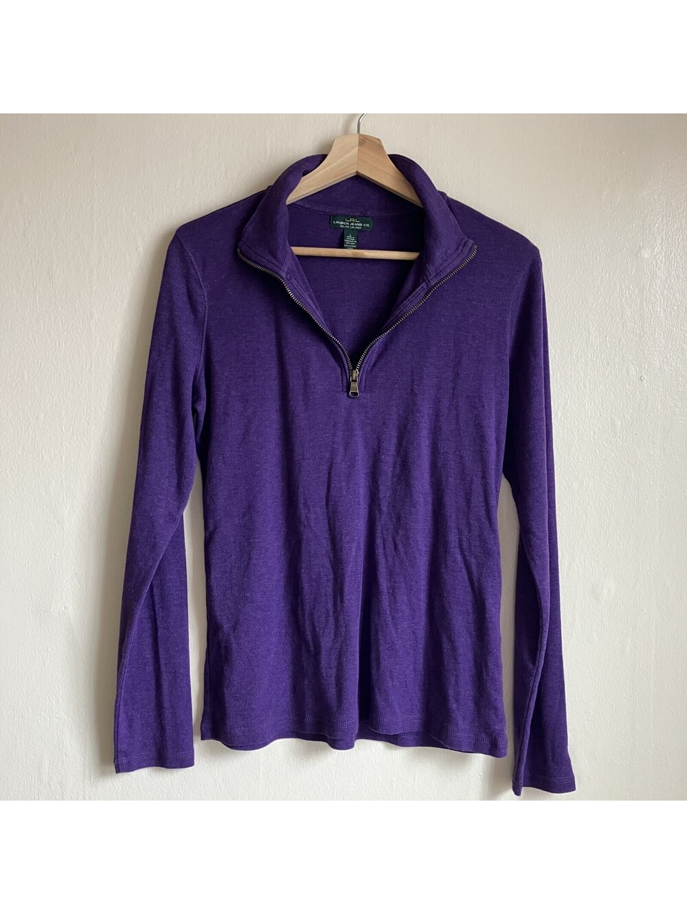LRL Ralph Lauren Sz L Quarter Zip Long Sleeve Mock Neck Base Layer Normcore